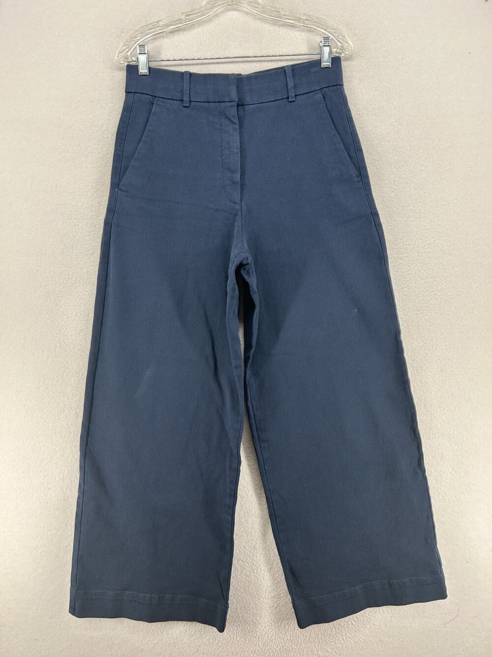 EVERLANE Pants Womens 6 Twill Cotton Trouser Chino Wide Leg High Waist Blue